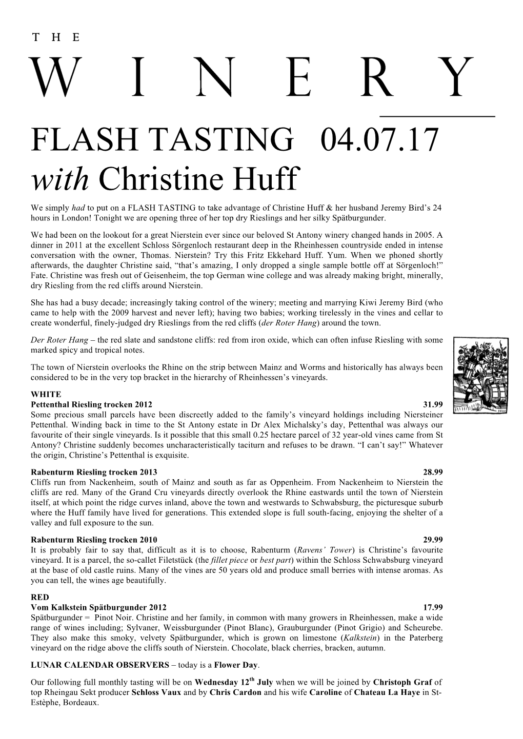 Flash Tasting Notes July 2017