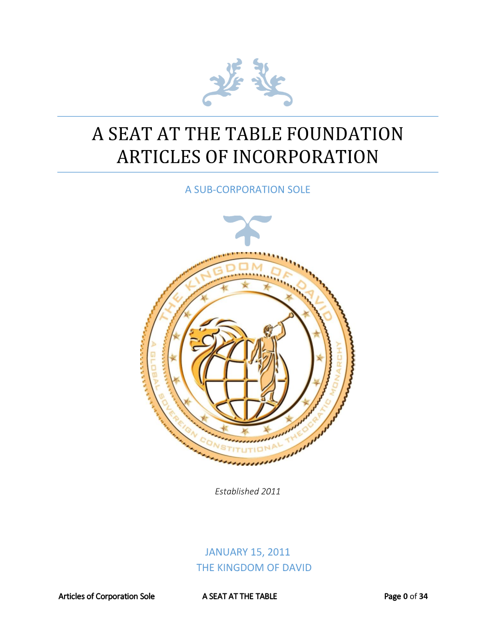 A Seat at the Table Foundation Articles of Incorporation