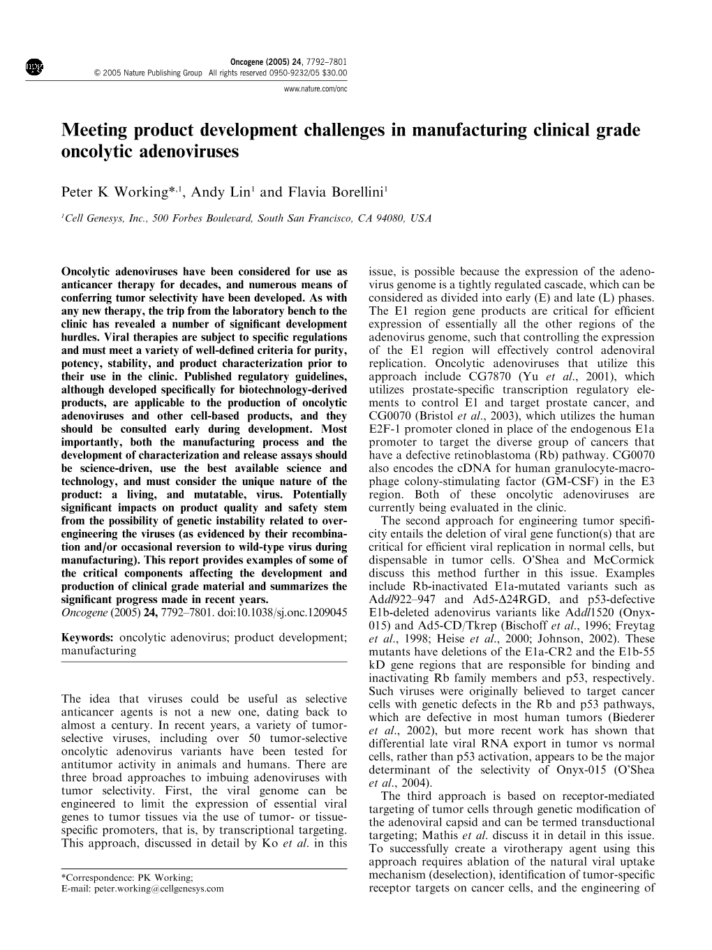Meeting Product Development Challenges in Manufacturing Clinical Grade Oncolytic Adenoviruses