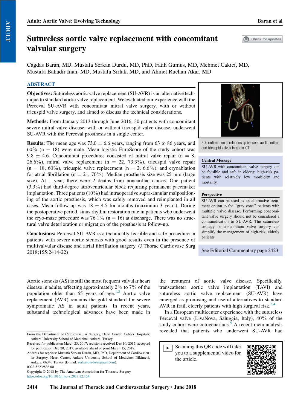 Sutureless Aortic Valve Replacement with Concomitant Valvular Surgery