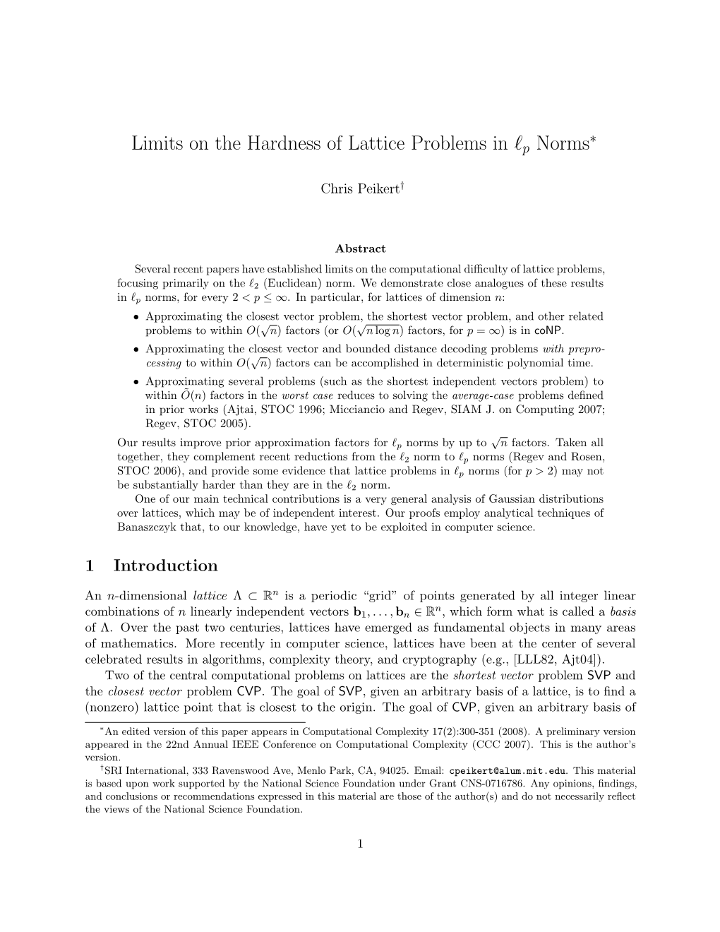Limits on the Hardness of Lattice Problems in Lp Norms