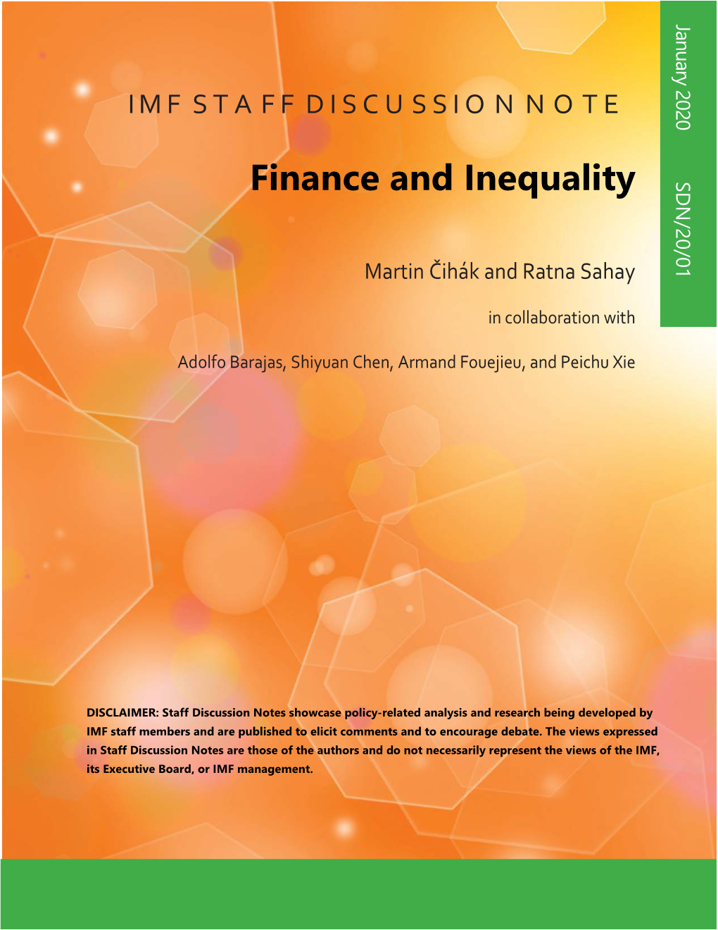 Finance and Inequality SDN/20/01