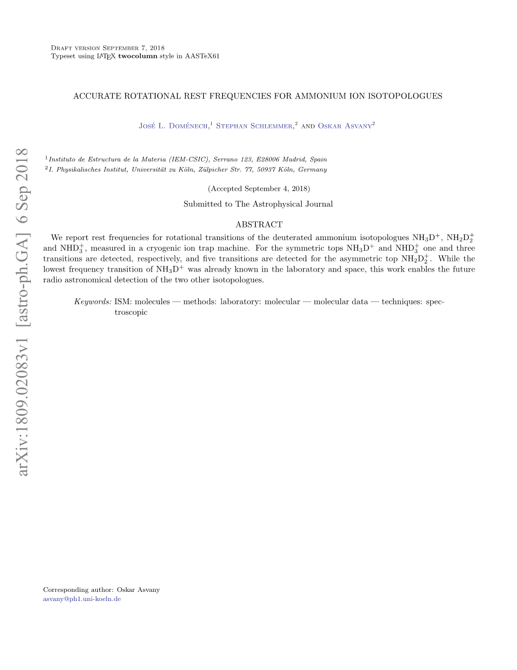 Arxiv:1809.02083V1 [Astro-Ph.GA]