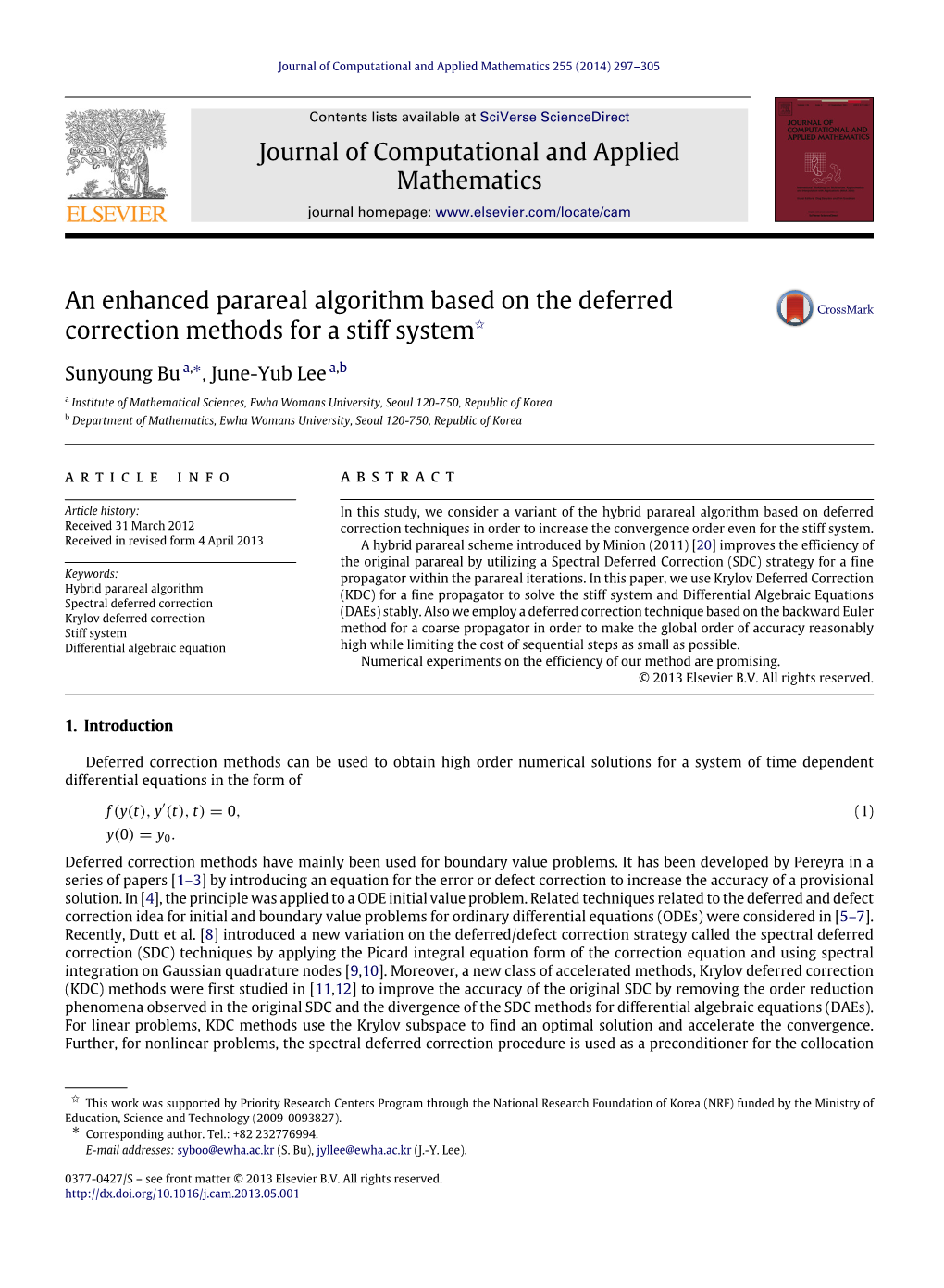 An Enhanced Parareal Algorithm Based on the Deferred Correction Methods for a Stiff System✩