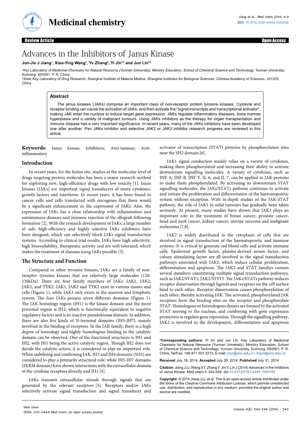 Advances in the Inhibitors of Janus Kinase