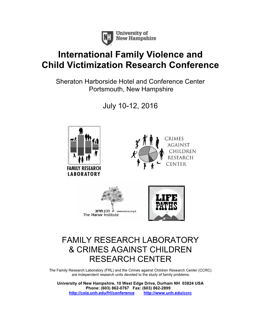 6Th International Family Violence Research Conference