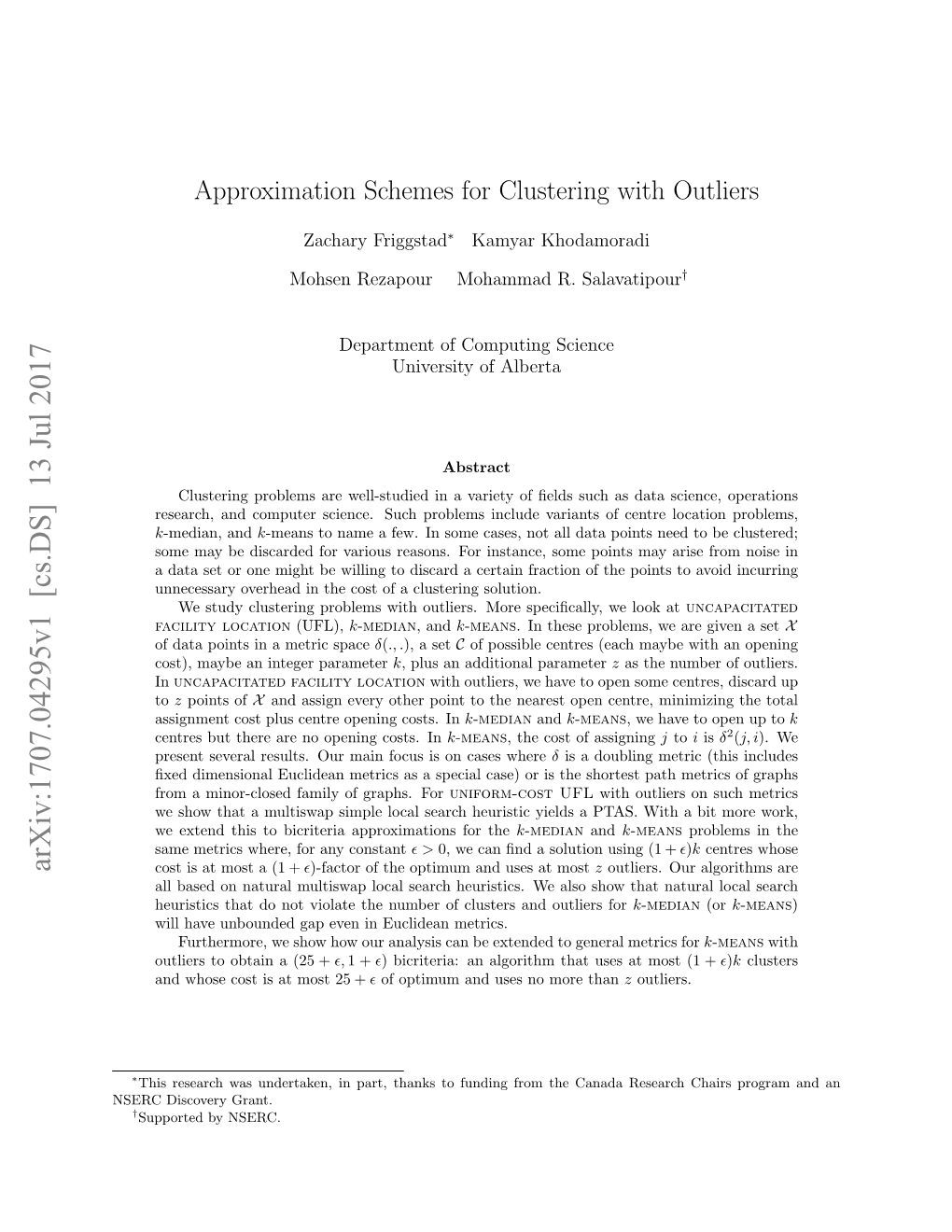 Approximation Schemes for Clustering with Outliers