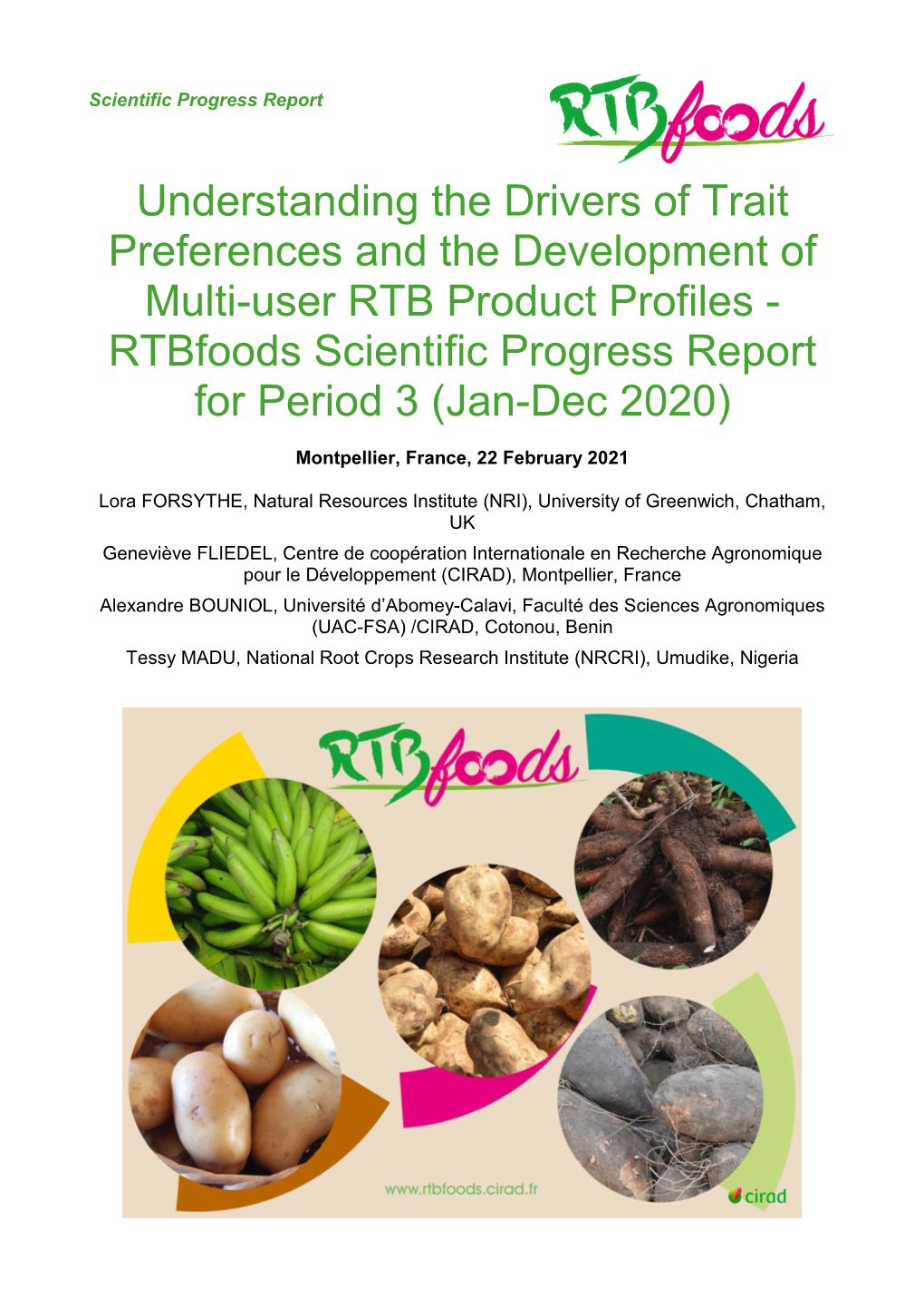 Rtbfoods Scientific Progress Report for Period 3 (Jan-Dec 2020)