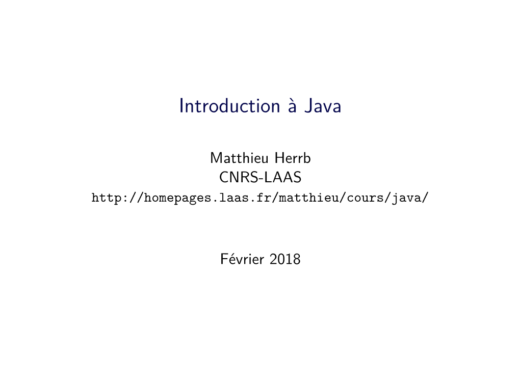 Introduction Ã€ Java