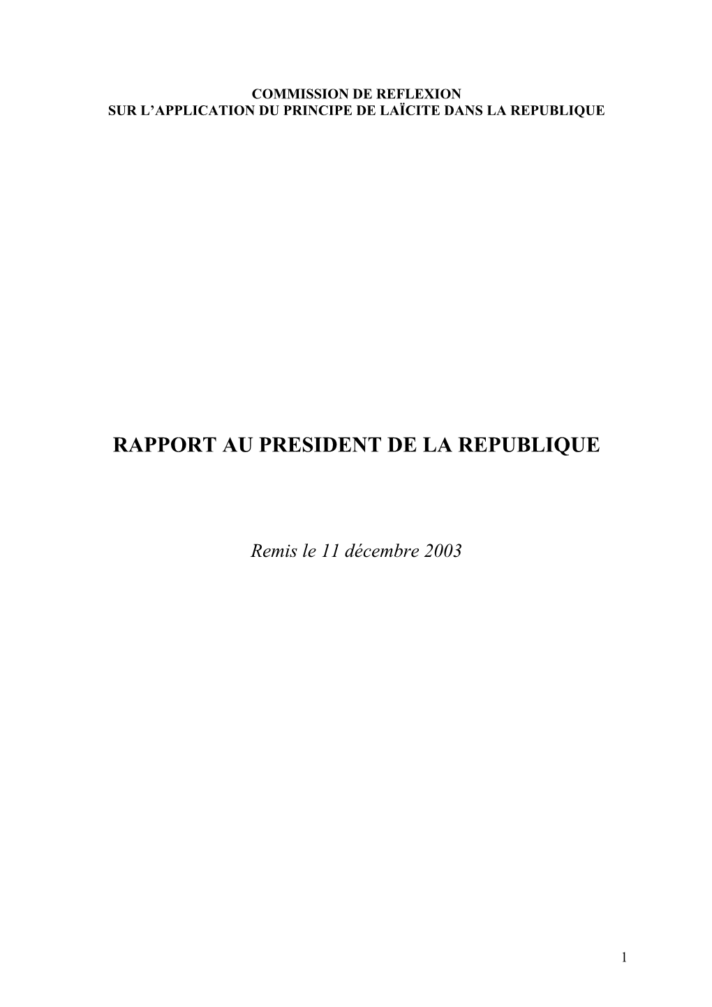 Rapport Au President De La Republique