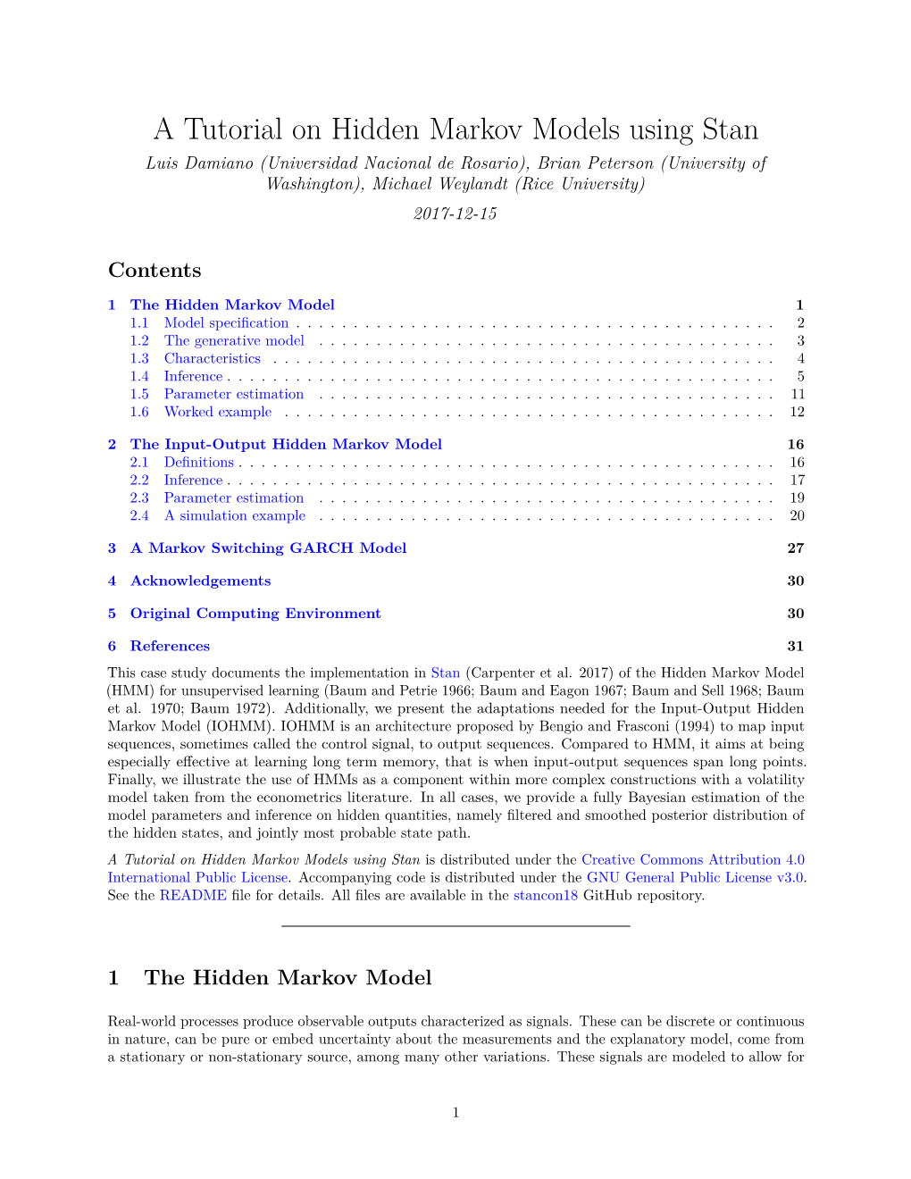 A Tutorial on Hidden Markov Models Using Stan