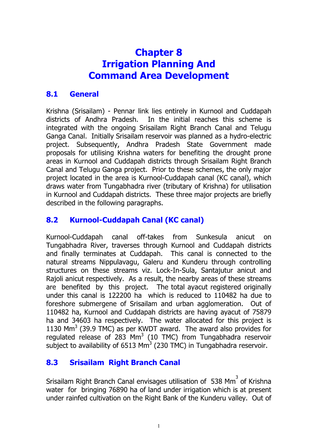 Irrigation Planning and Command Area Development