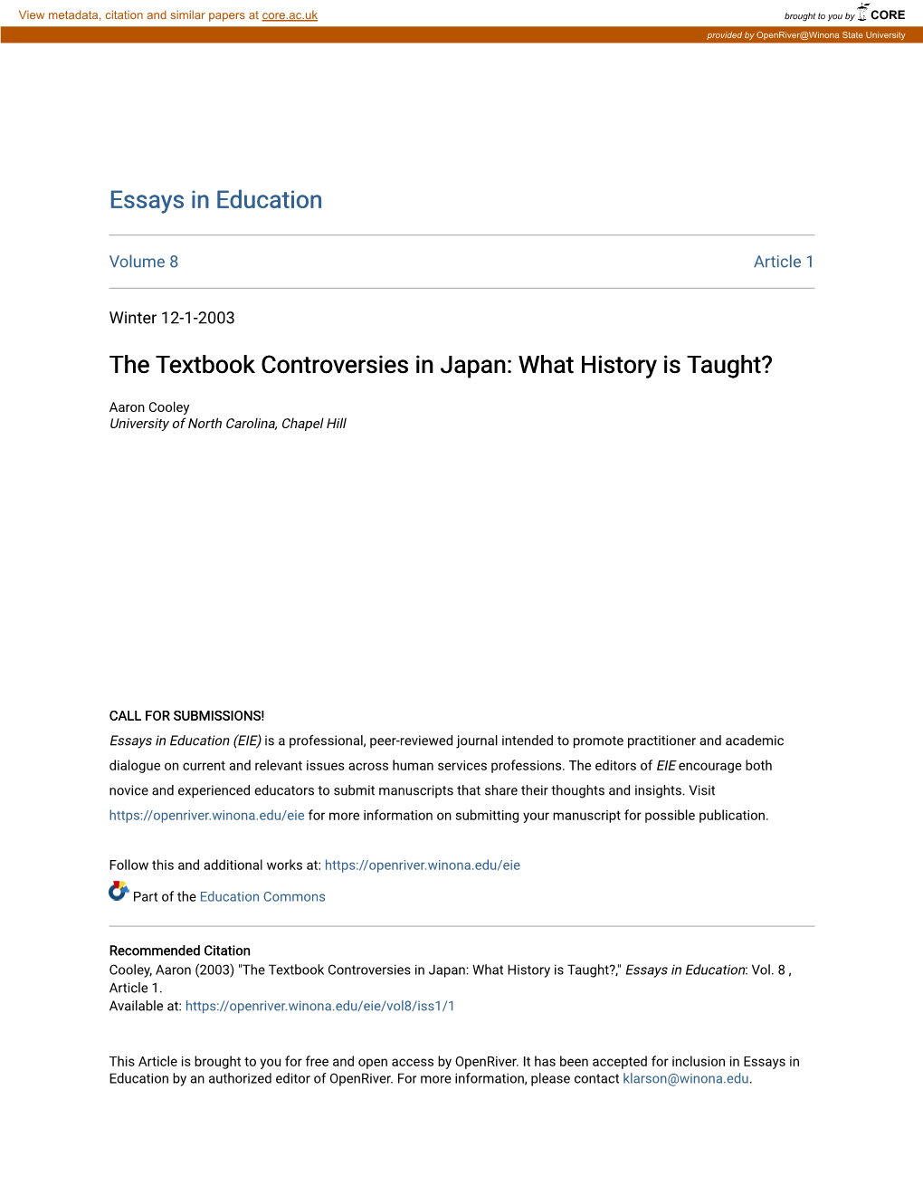 The Textbook Controversies in Japan: What History Is Taught?