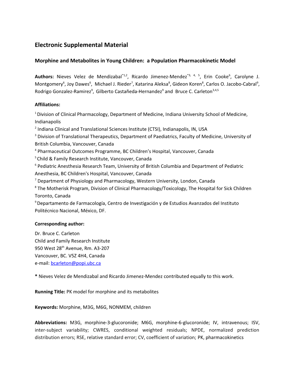 Morphine and Metabolites in Young Children: a Population Pharmacokinetic Model