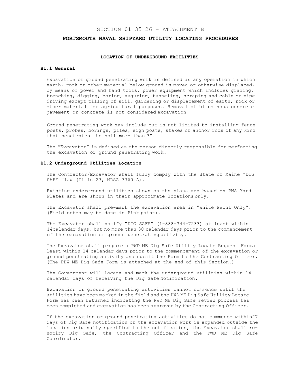 Attachment B Portsmouth Naval Shipyard Utility Locating Procedures