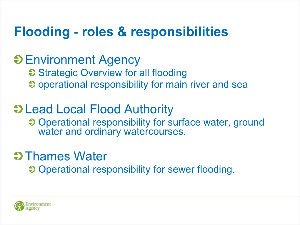 Flooding - Roles & Responsibilities