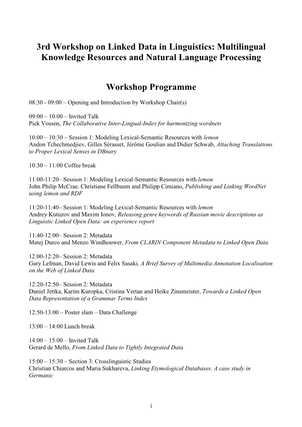 LDL-2014 3Rd Workshop on Linked Data in Linguistics