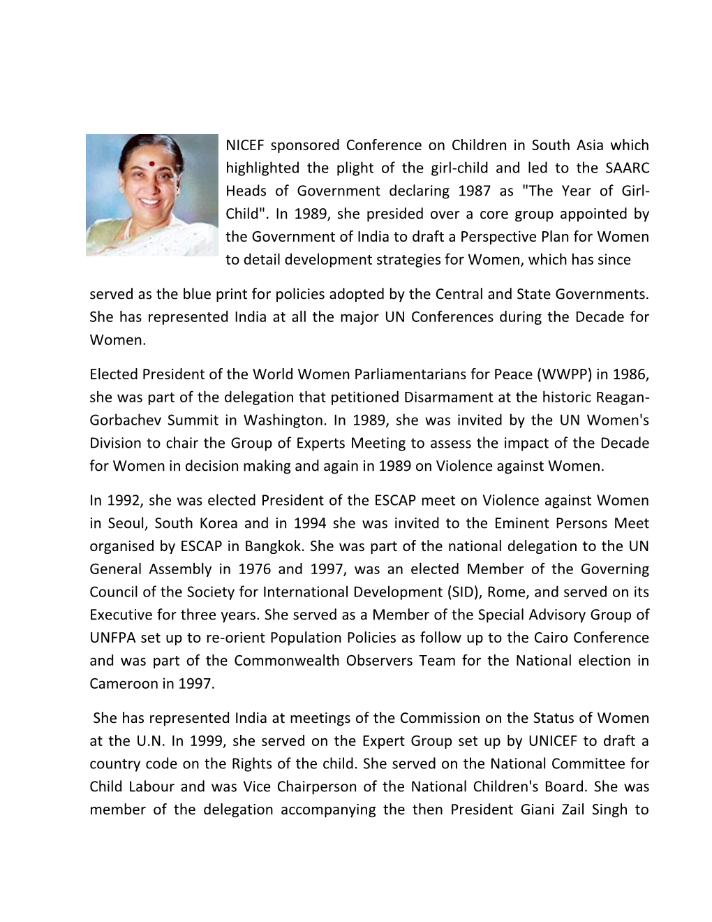 NICEF Sponsored Conference on Children in South Asia Which