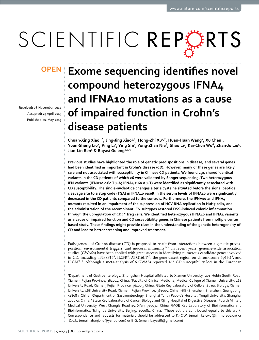 Exome Sequencing Identifies Novel Compound Heterozygous IFNA4