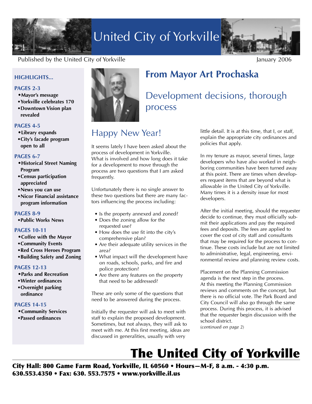 January 2006 United City of Yorkville Newsletter