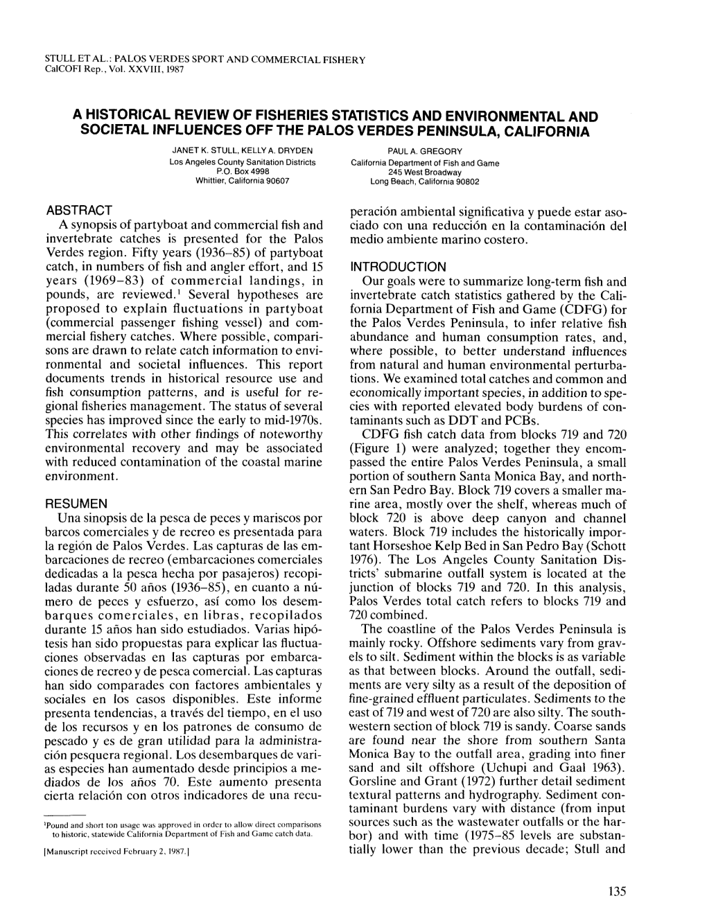 A Historical Review of Fisheries Statistics and Environmental and Societal Influences Off the Palos Verdes Peninsula, California