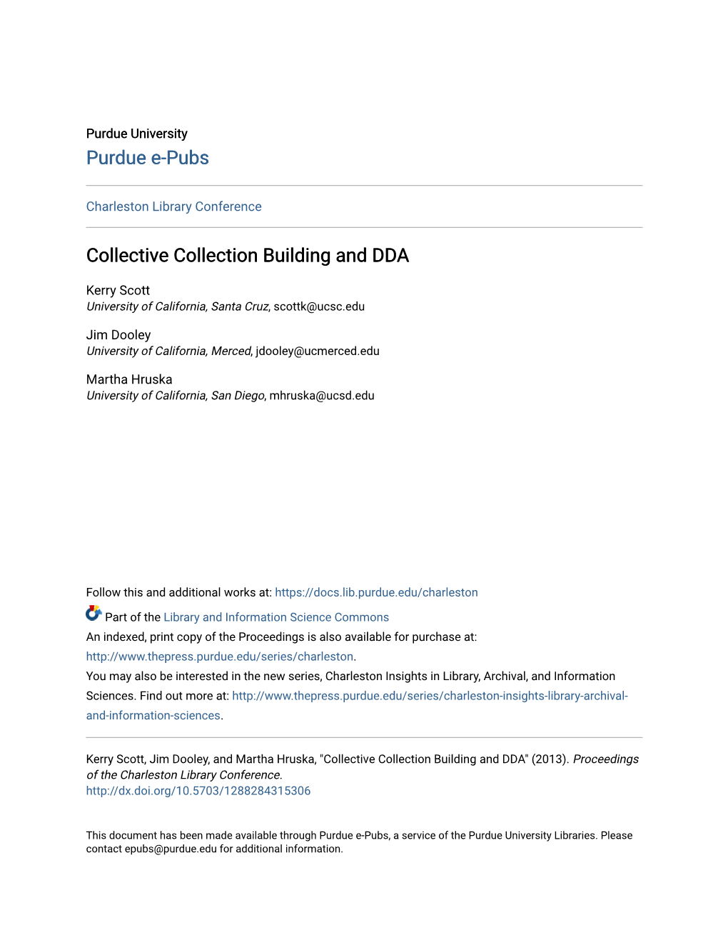Collective Collection Building and DDA