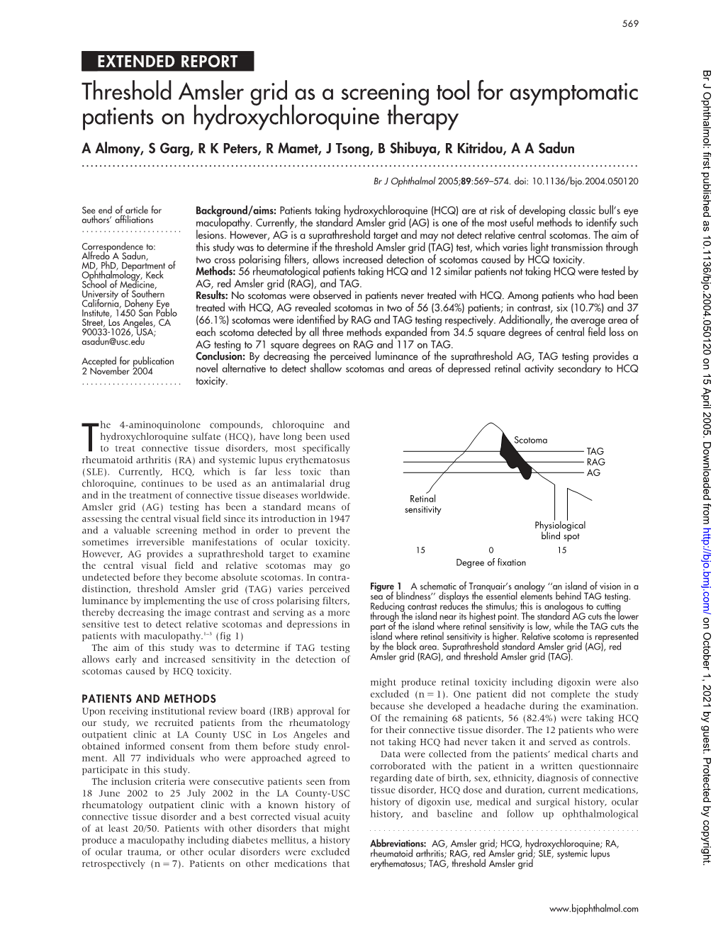 Threshold Amsler Grid As a Screening Tool for Asymptomatic Patients On