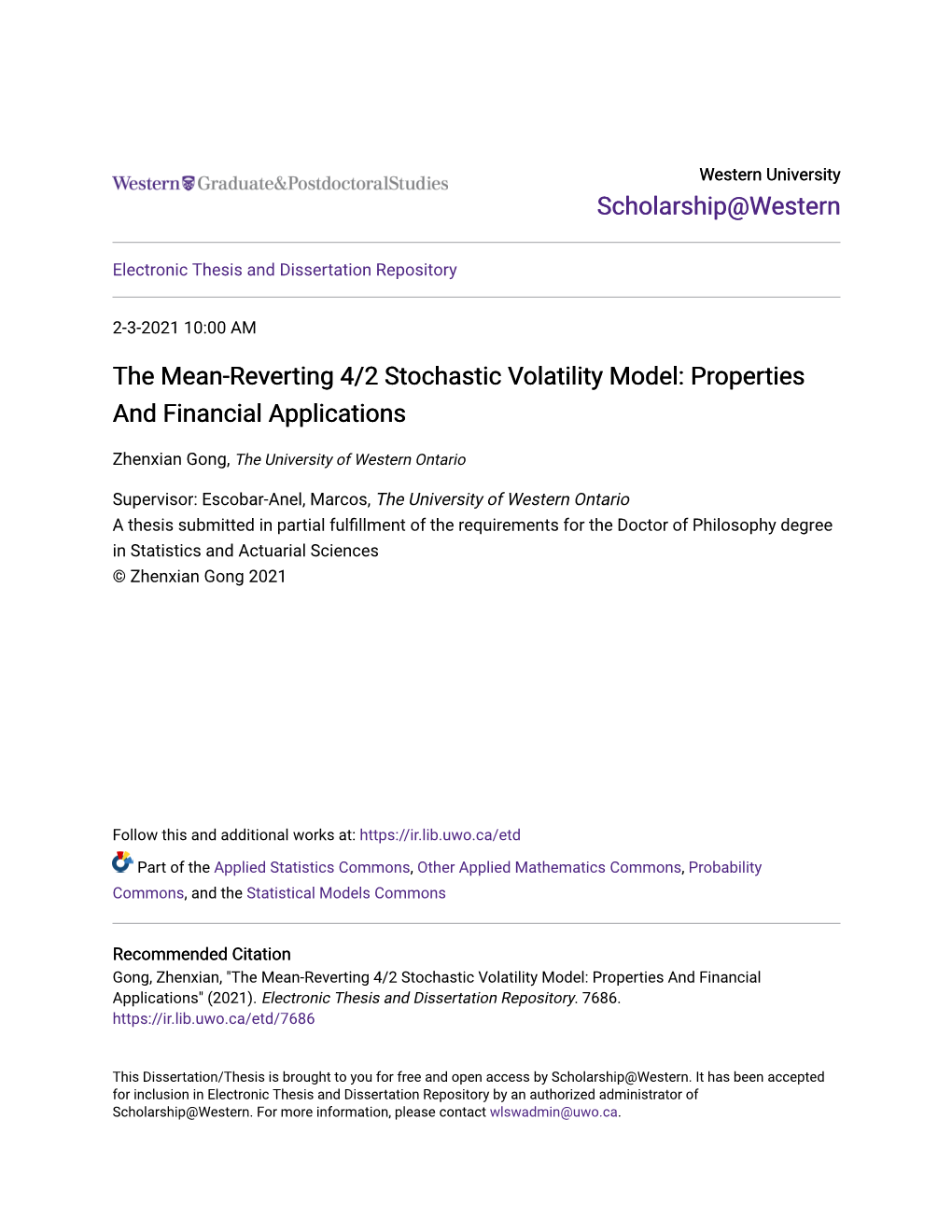 The Mean-Reverting 4/2 Stochastic Volatility Model: Properties and Financial Applications