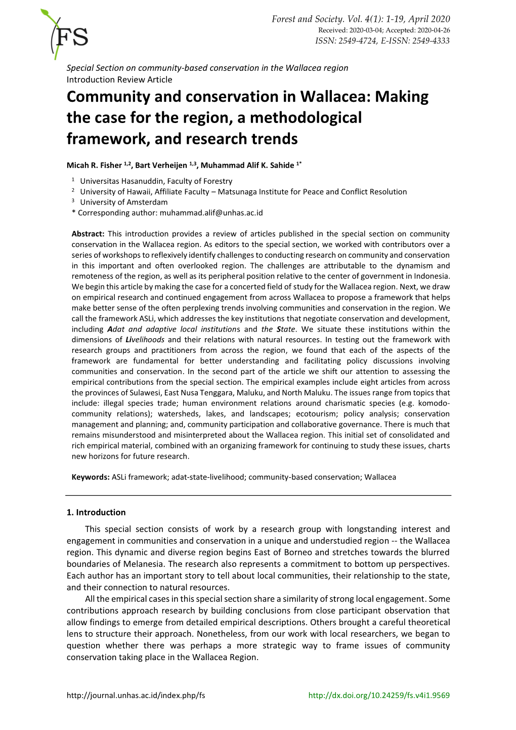 Community and Conservation in Wallacea: Making the Case for the Region, a Methodological Framework, and Research Trends