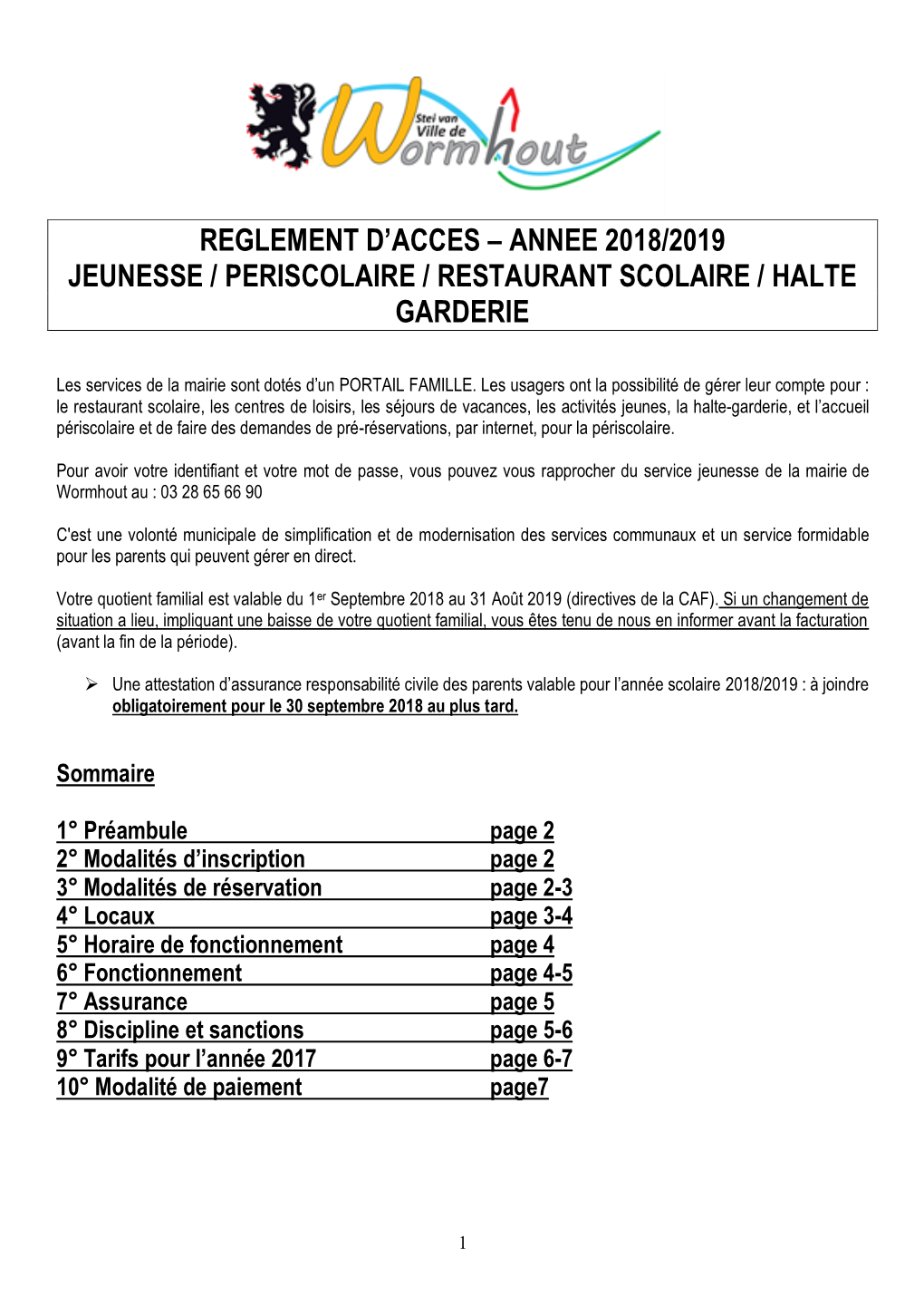 Annee 2018/2019 Jeunesse / Periscolaire / Restaurant Scolaire / Halte Garderie