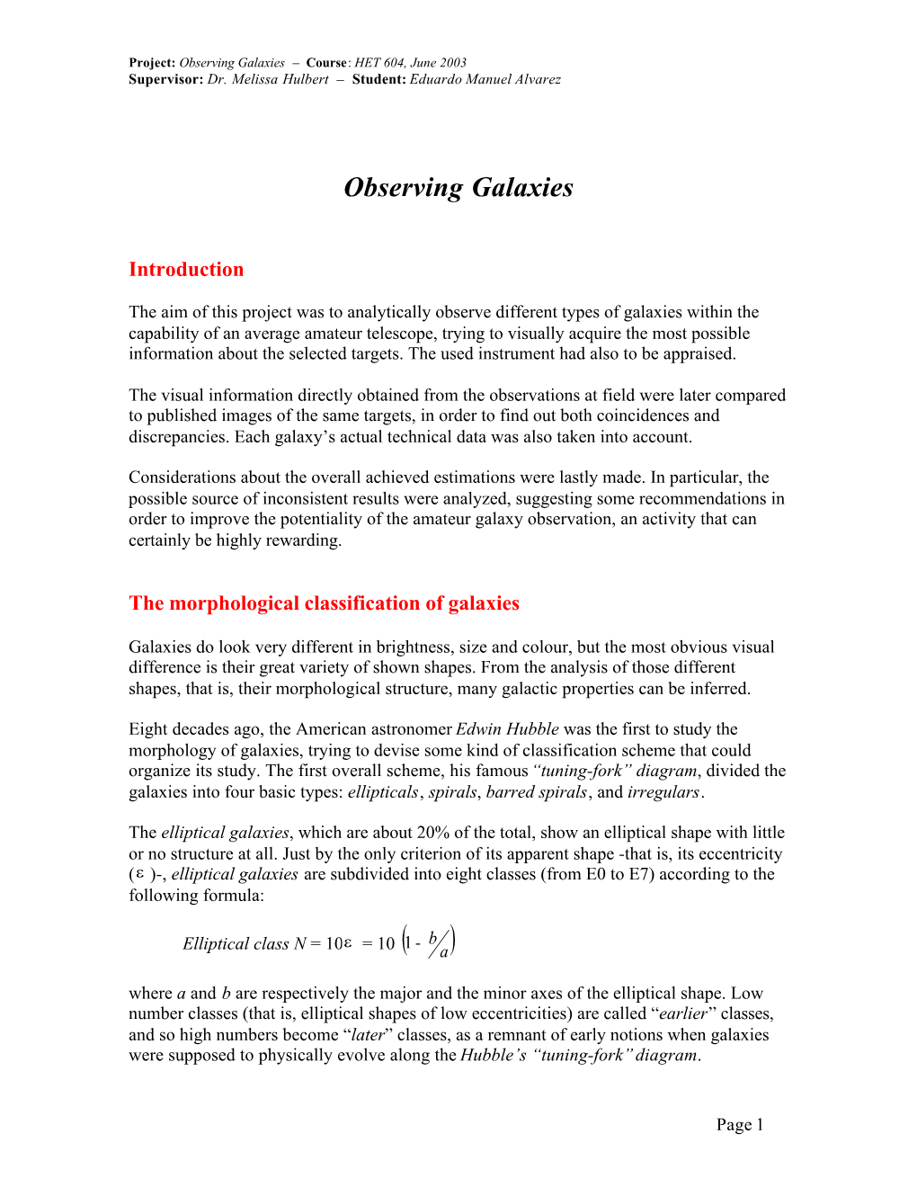 Project # 36: Observing Galaxies