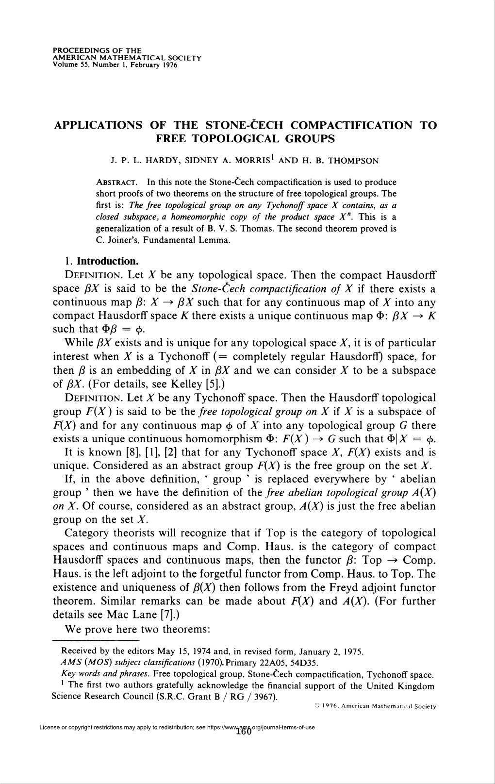 Applications of the Stone-Cech Compactification to Free Topological Groups