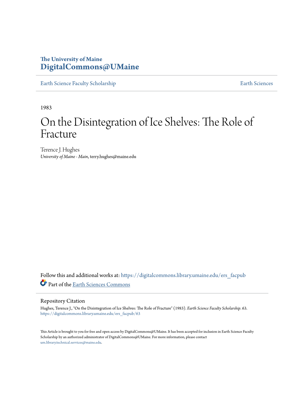 On the Disintegration of Ice Shelves: the Role of Fracture Terence J