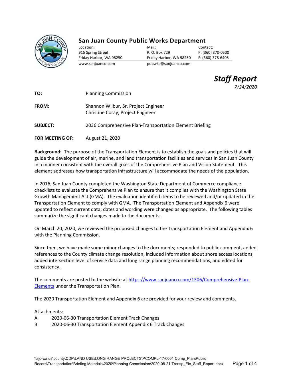 Staff Report 7/24/2020 TO: Planning Commission