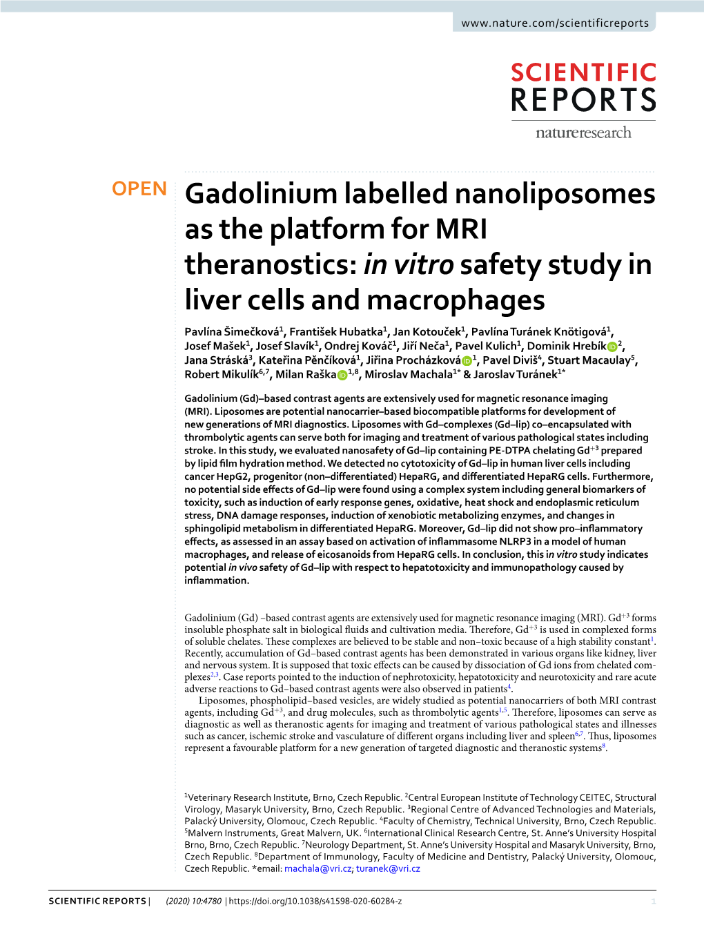 In Vitro Safety Study in Liver Cells and Macrophages