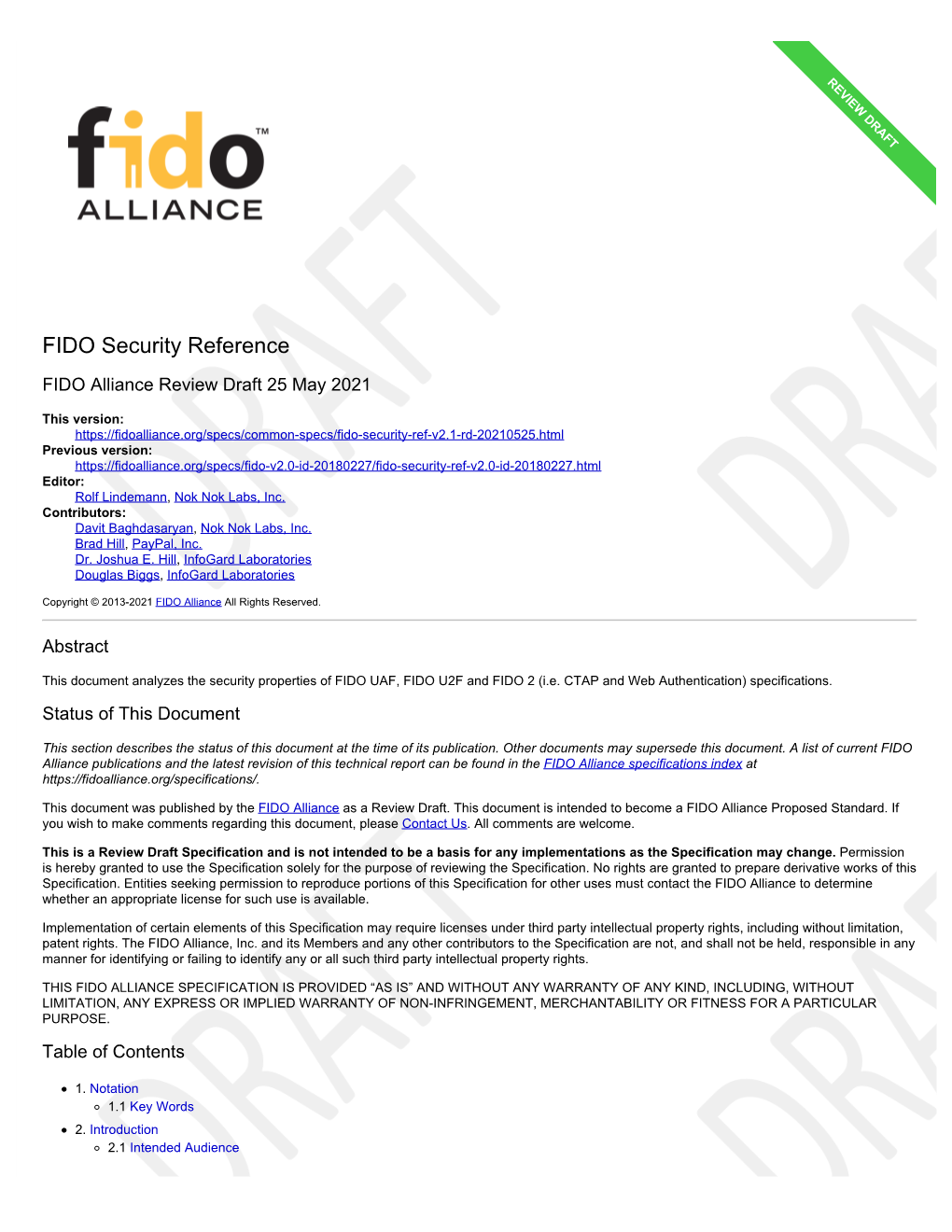 FIDO Security Reference