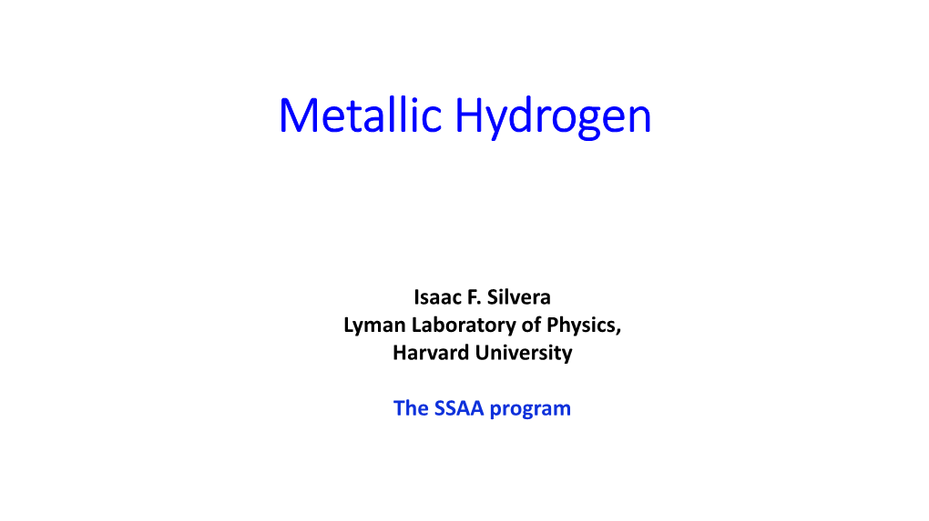 High Pressure Metallic Hydrogen