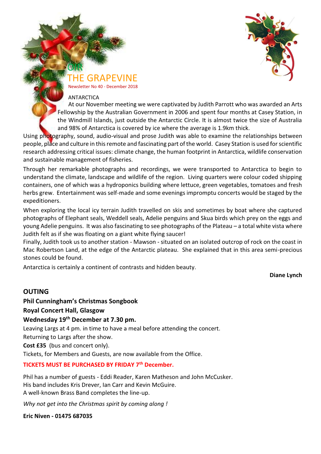 OIR the GRAPEVINE Newsletter No 40 - December 2018