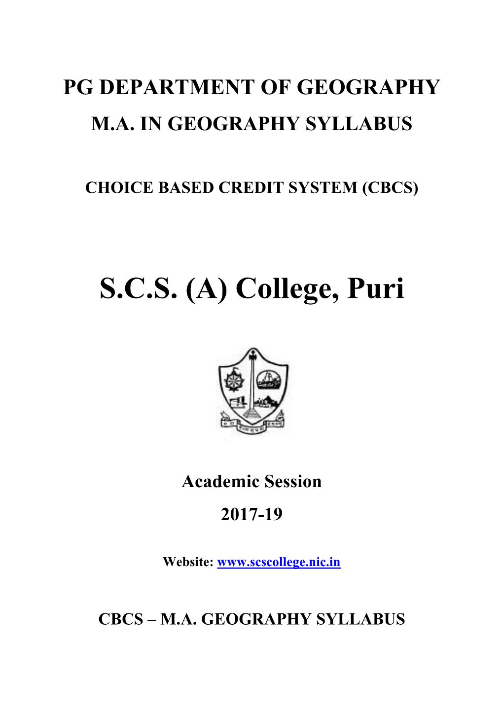 Ma in Geography Syllabus