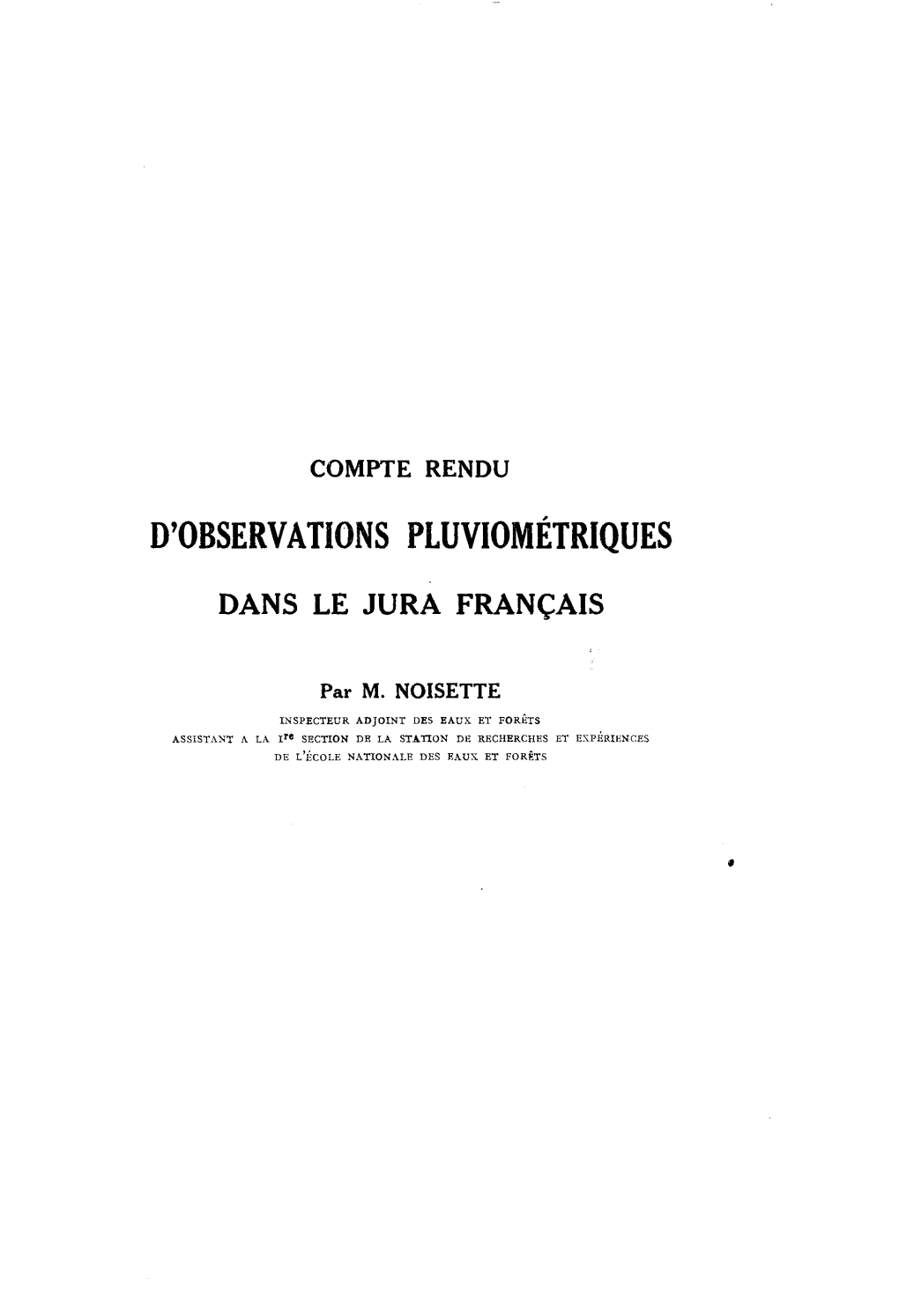 D'observations Pluviométriques