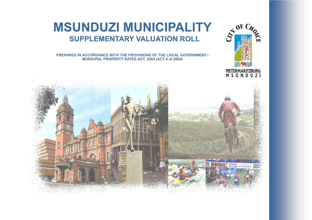 Msunduzi Municipality Supplementary Valuation Roll 2018