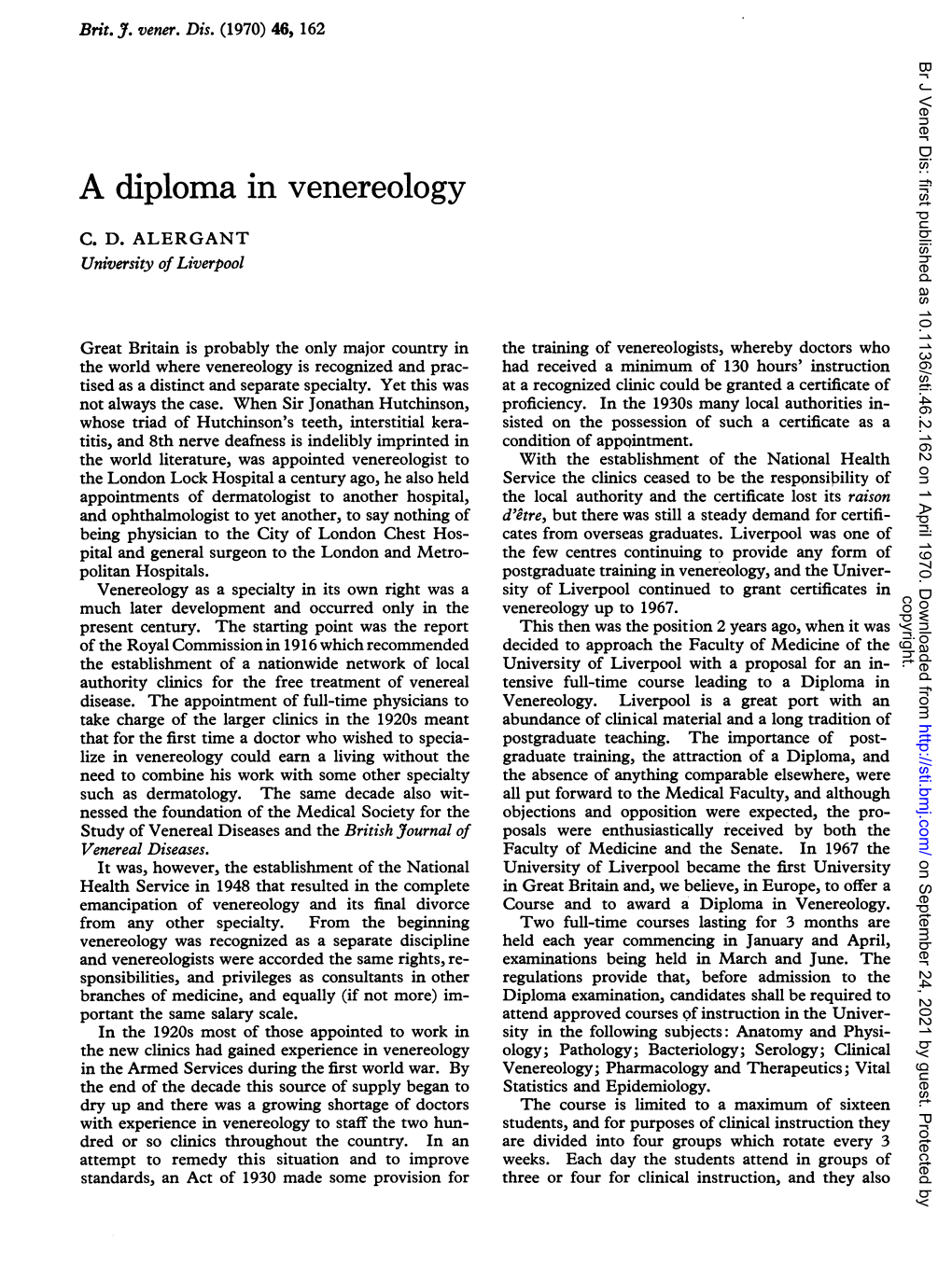 A Diploma in Venereology