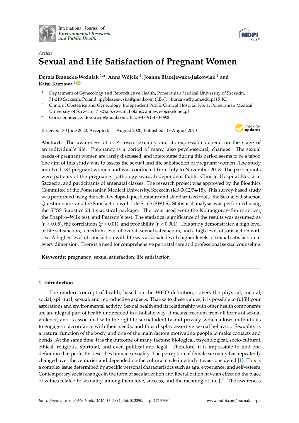 Sexual and Life Satisfaction of Pregnant Women