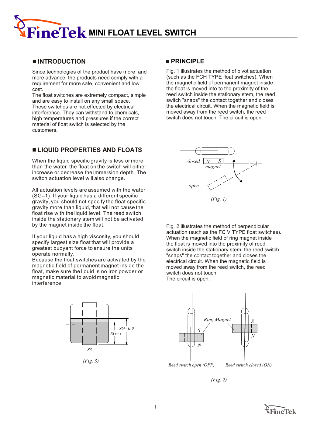 MINI FLOAT LEVEL SWITCH Tel: 886-2-22696789 Fax: 886-2-22686682