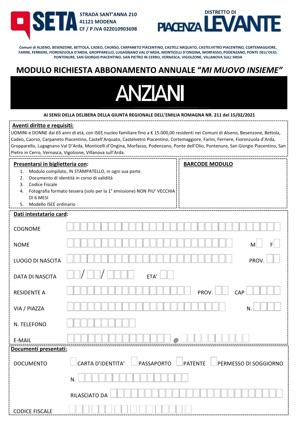 Modulo ANZIANI 2021