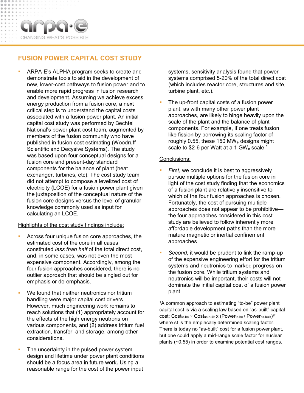 Fusion Power Capital Cost Study