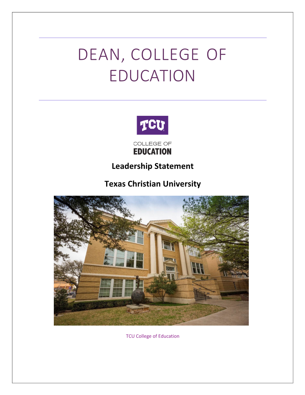 Leadership Statement Texas Christian University