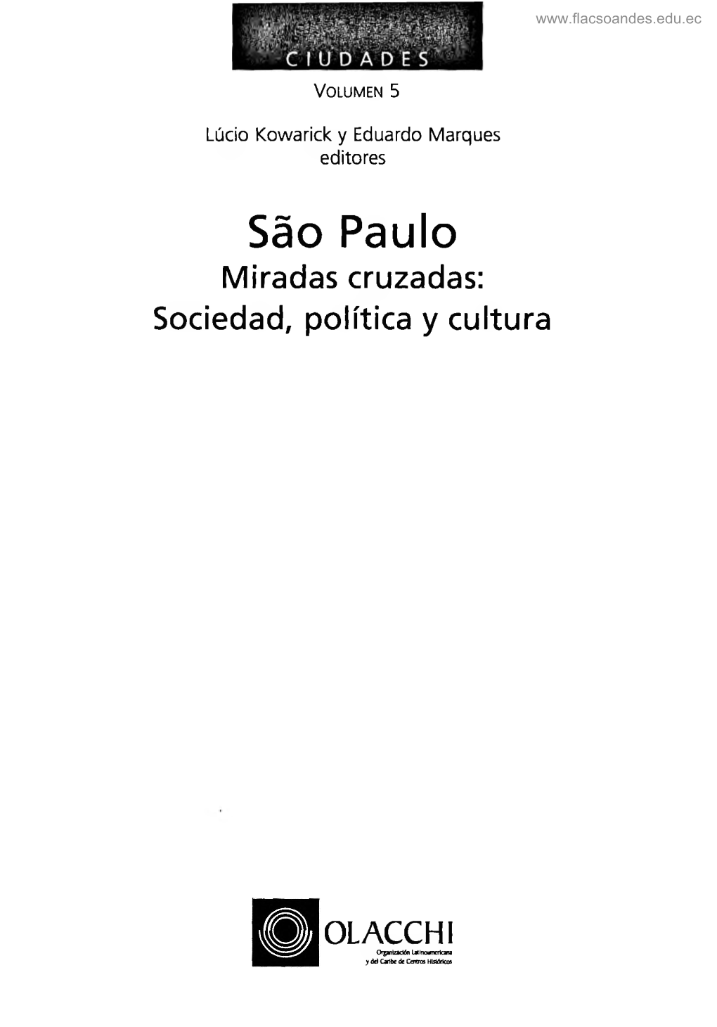 Sâo Paulo Miradas Cruzadas: Sociedad, Política Y Cultura