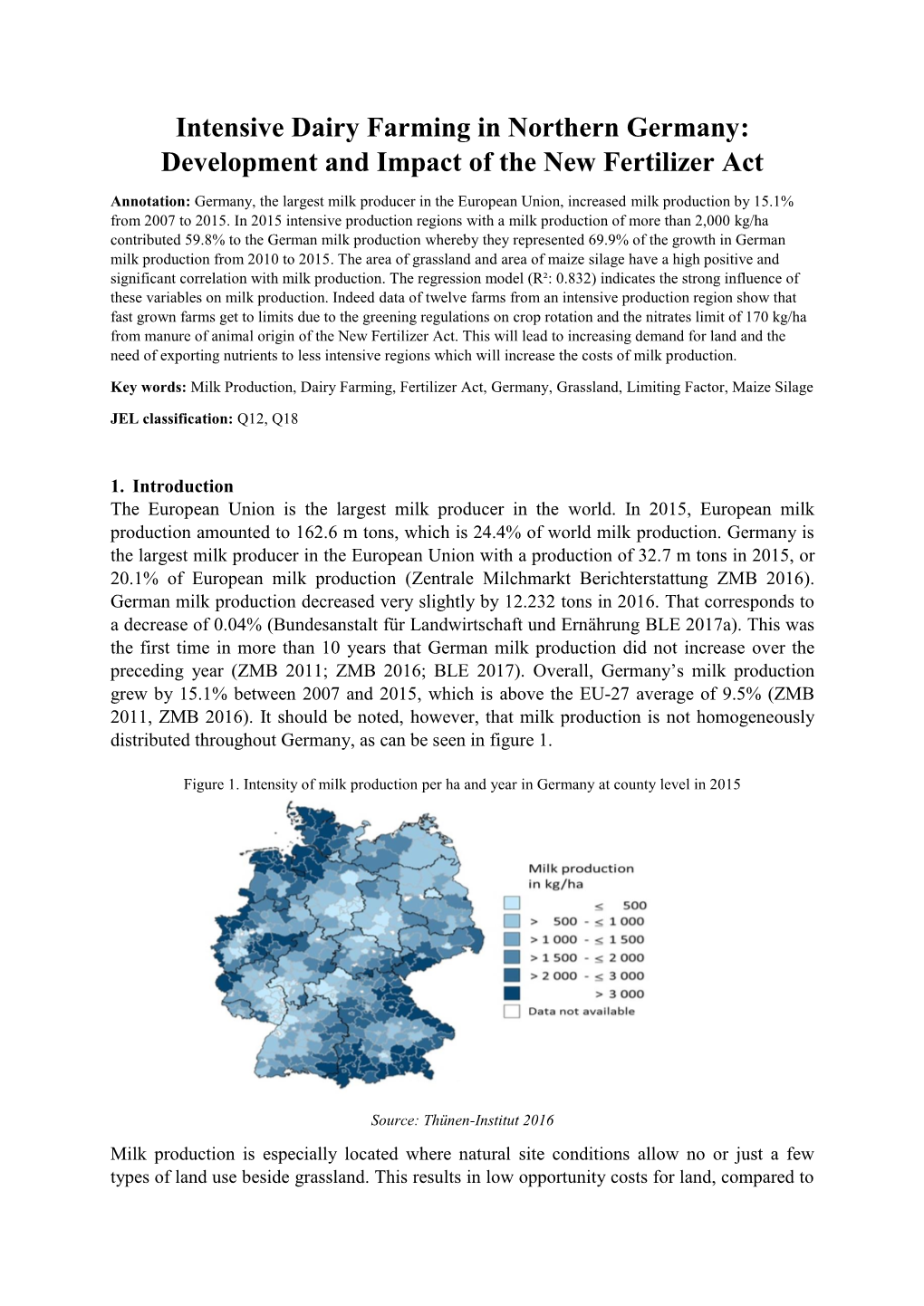 Intensive Dairy Farming in Northern Germany: Development and Impact of the New Fertilizer Act