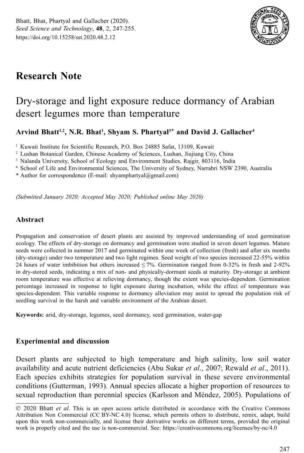 Dry-Storage and Light Exposure Reduce Dormancy of Arabian Desert Legumes More Than Temperature